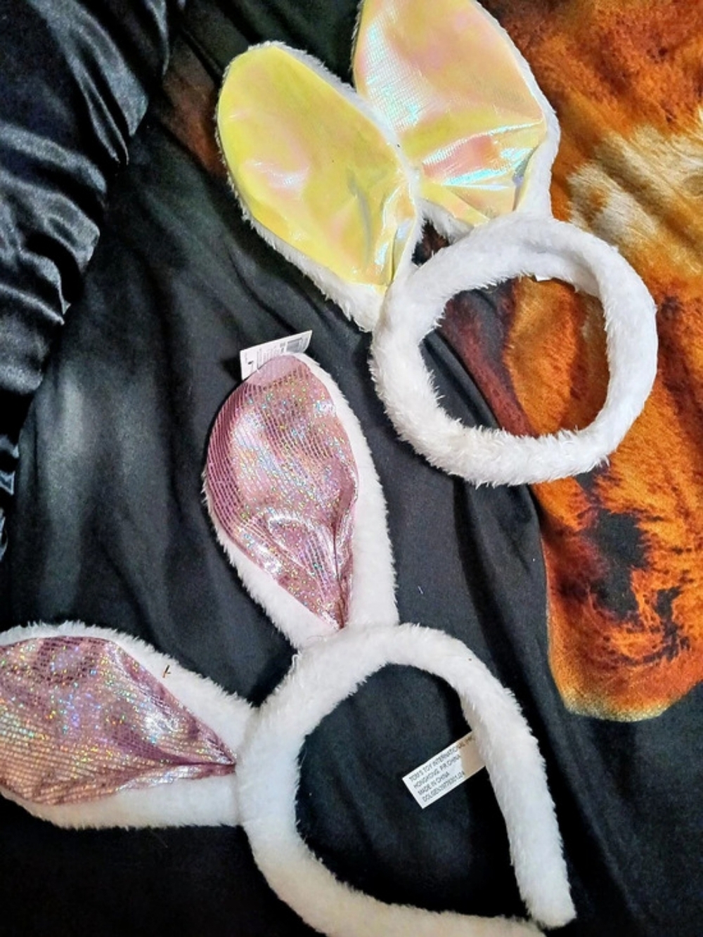 Rabbit Ear Headband Set in White & Pink Like New